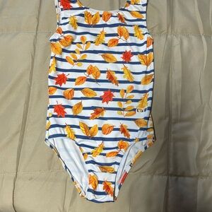 Striped Leaf Print gymnastics and dance leotard